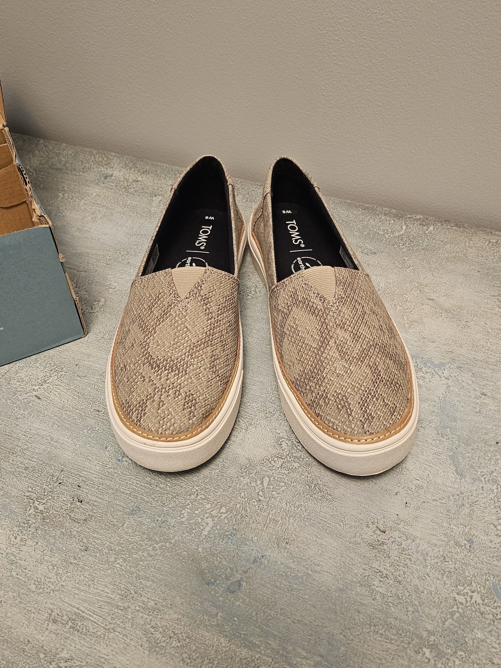 Toms Women's Slip-On Sneakers in Taupe Snake-Print
